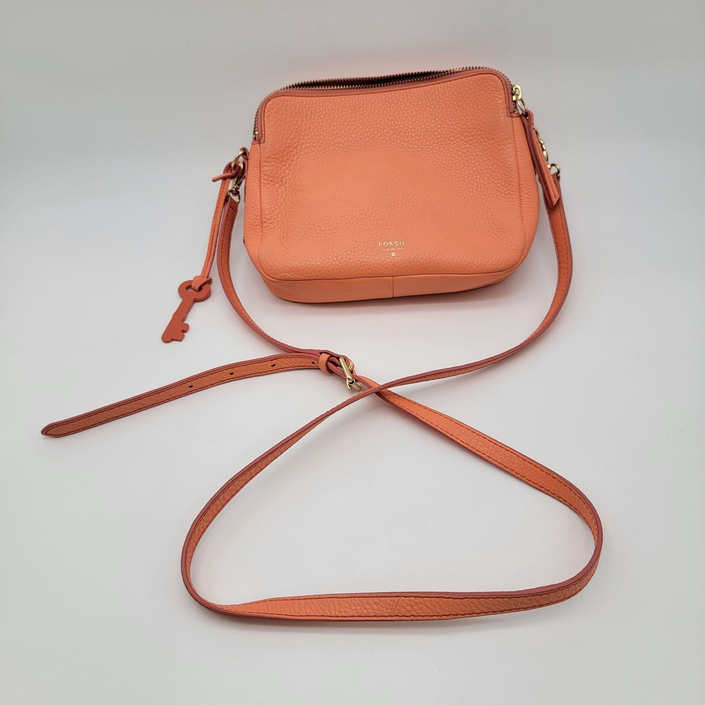 Fossil Sydney Crossbody Bag Papaya Genuine Leather Purse