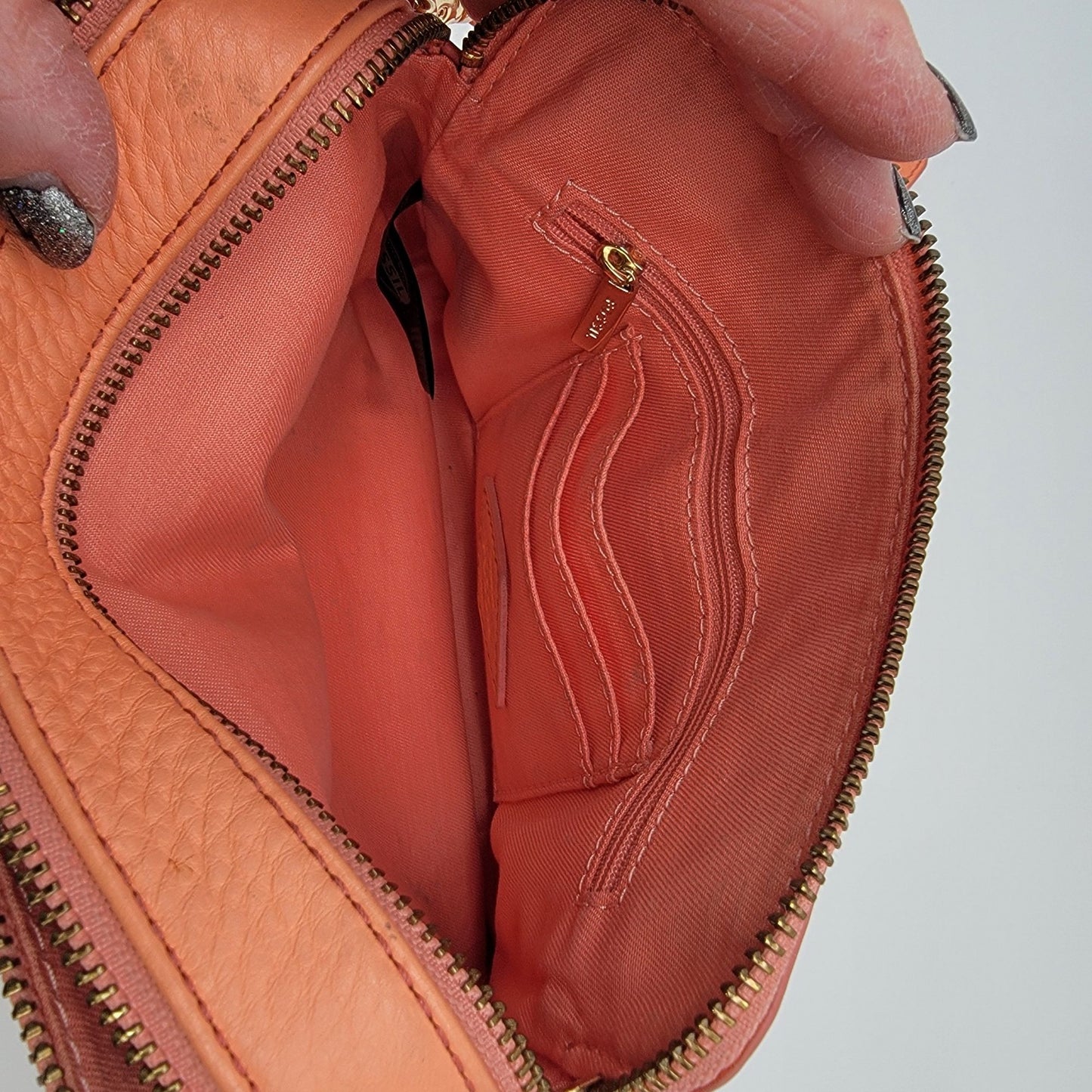 Fossil Sydney Crossbody Bag Papaya Genuine Leather Purse