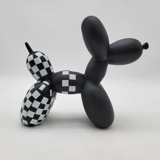 Balloon Dog Figurine Black & White Checkered Design