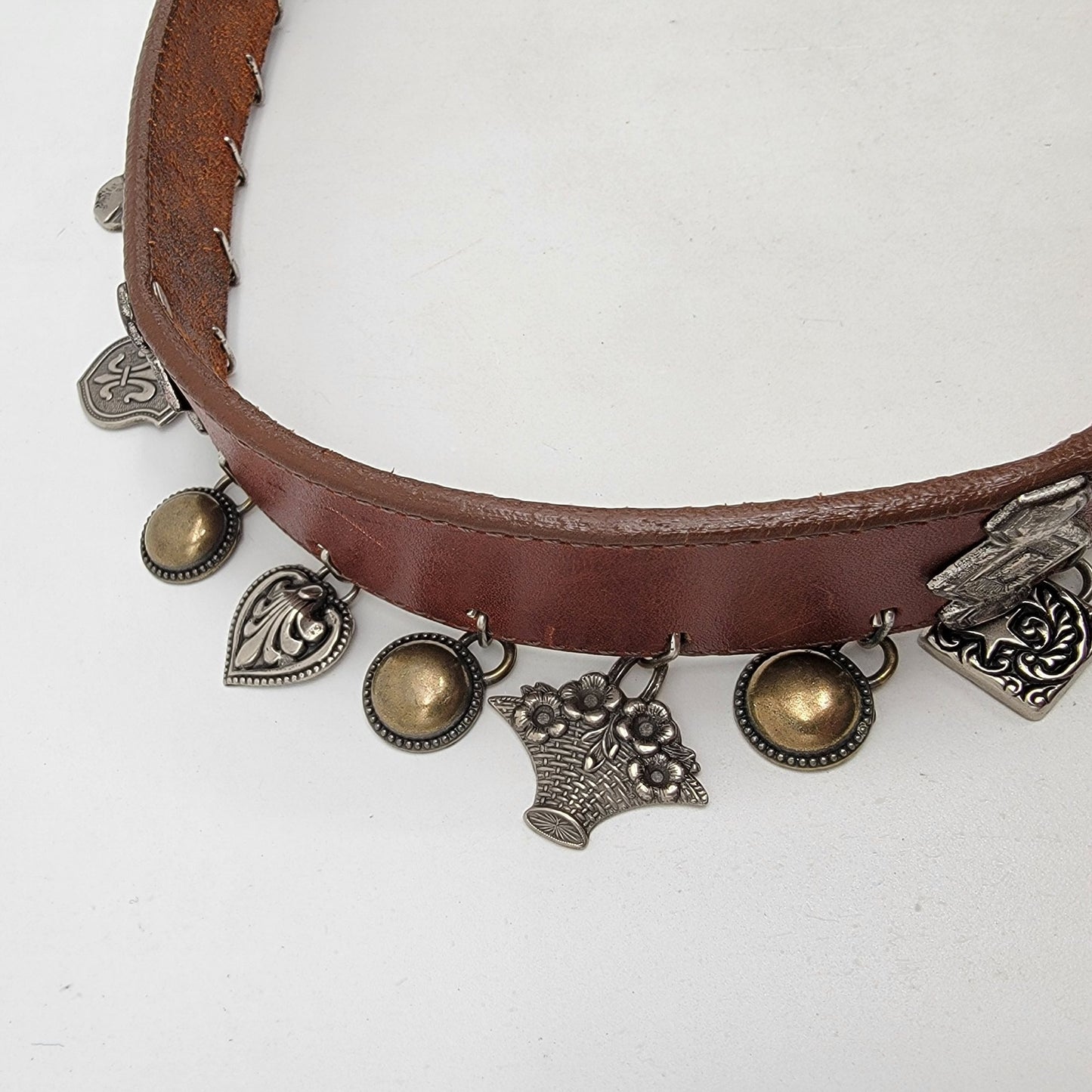 Vintage 1993 Brighton Brown Leather Charm Belt