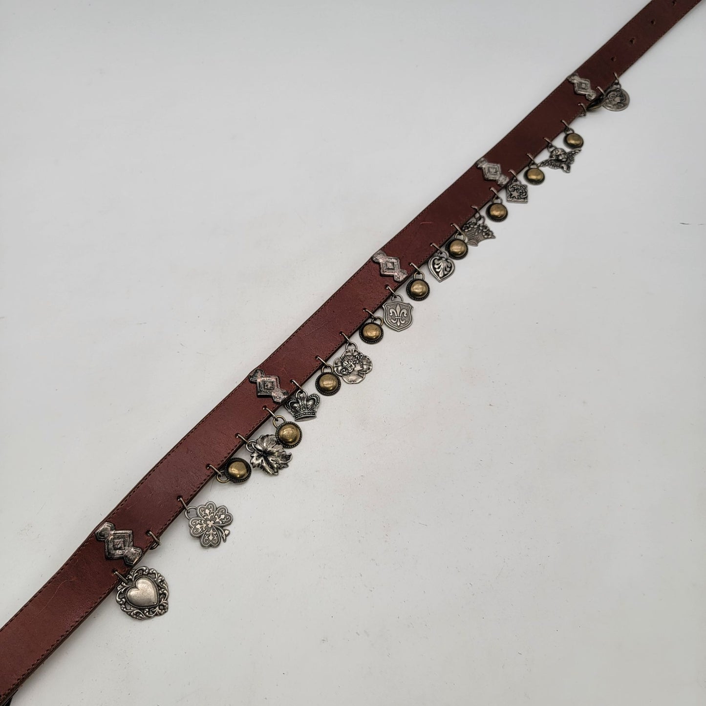 Vintage 1993 Brighton Brown Leather Charm Belt