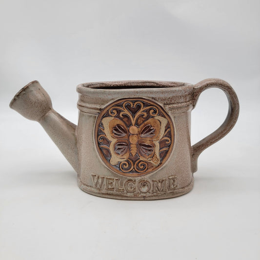 Decorative Watering Can Planter With Butterfly Welcome