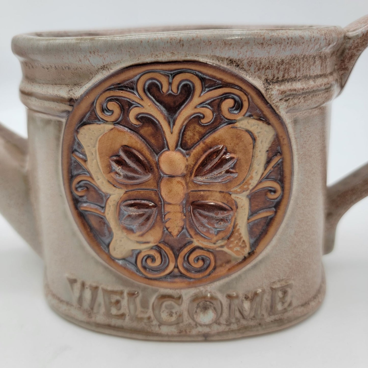 Decorative Watering Can Planter With Butterfly Welcome