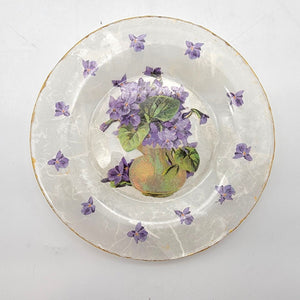 Purple Violets Decoupage Glass Plate