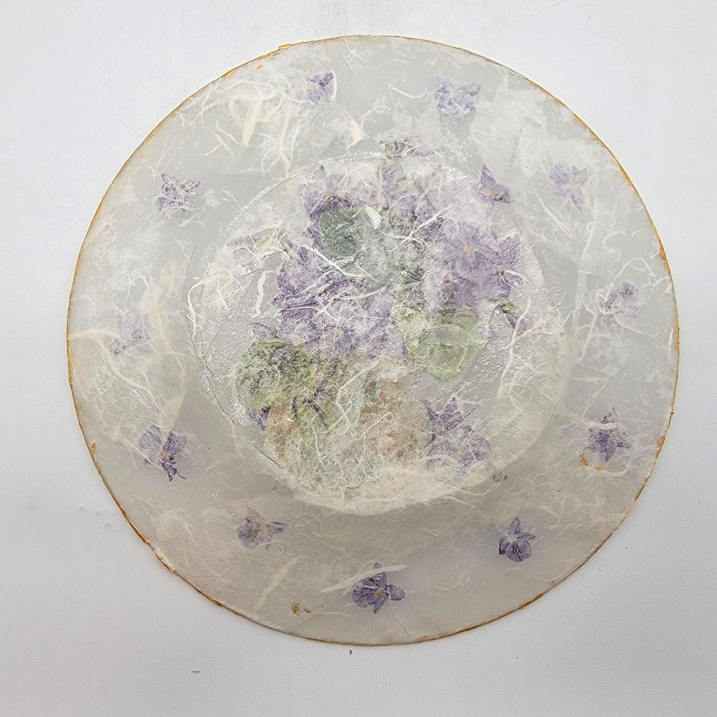 Purple Violets Decoupage Glass Plate