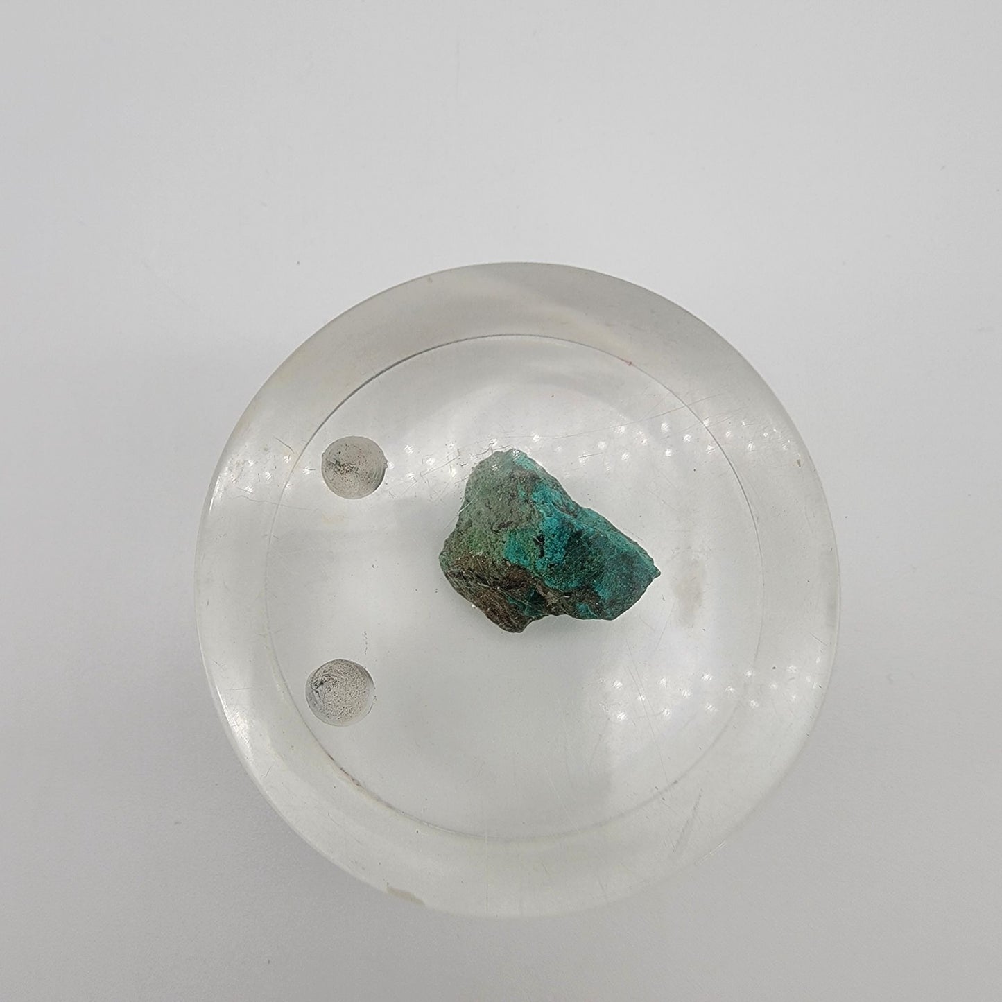 Mid-Century Lucite Paperweight With Encased Copper Fragment