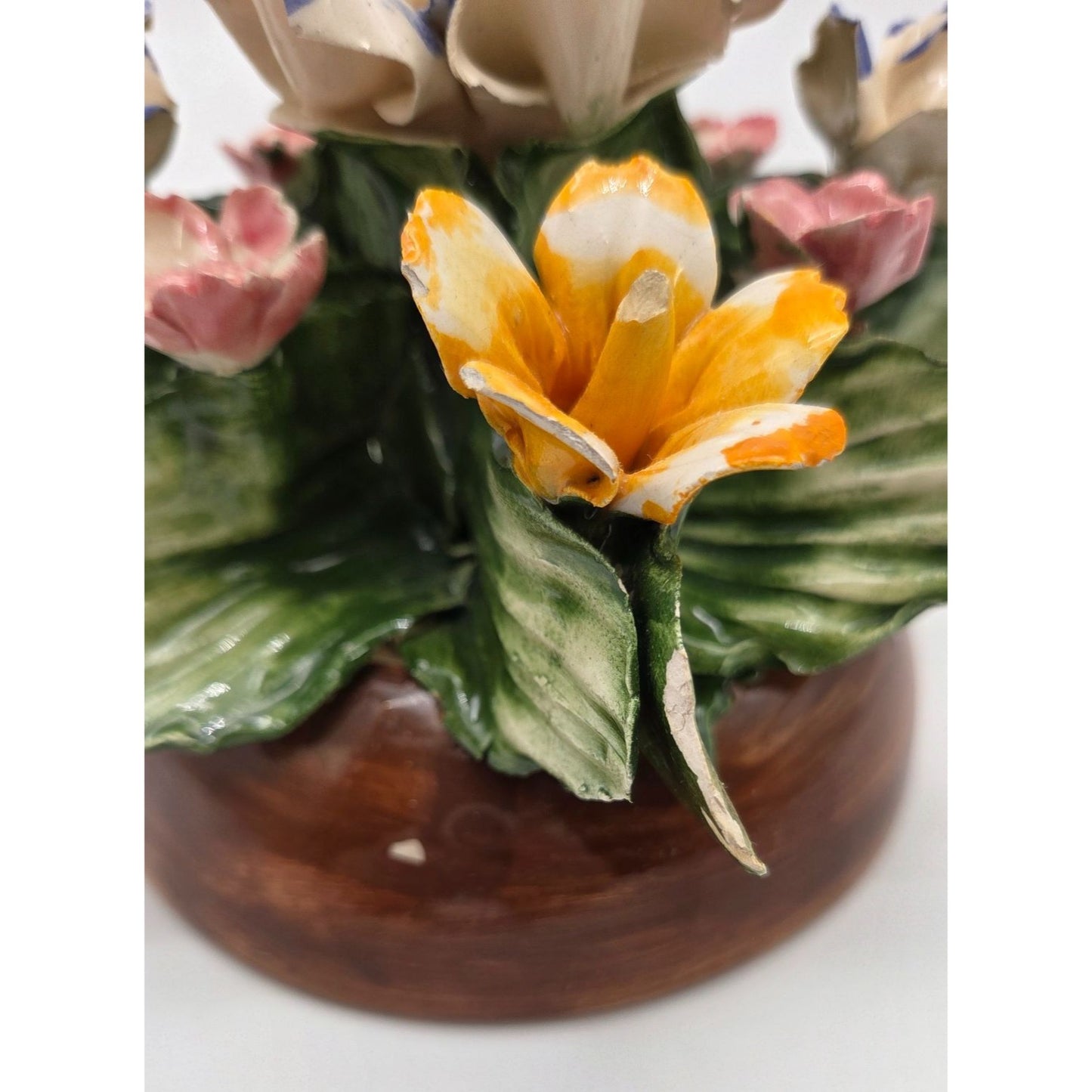 Vintage Capodimonte Italian Porcelain Floral Arrangement Centerpiece AS FOUND