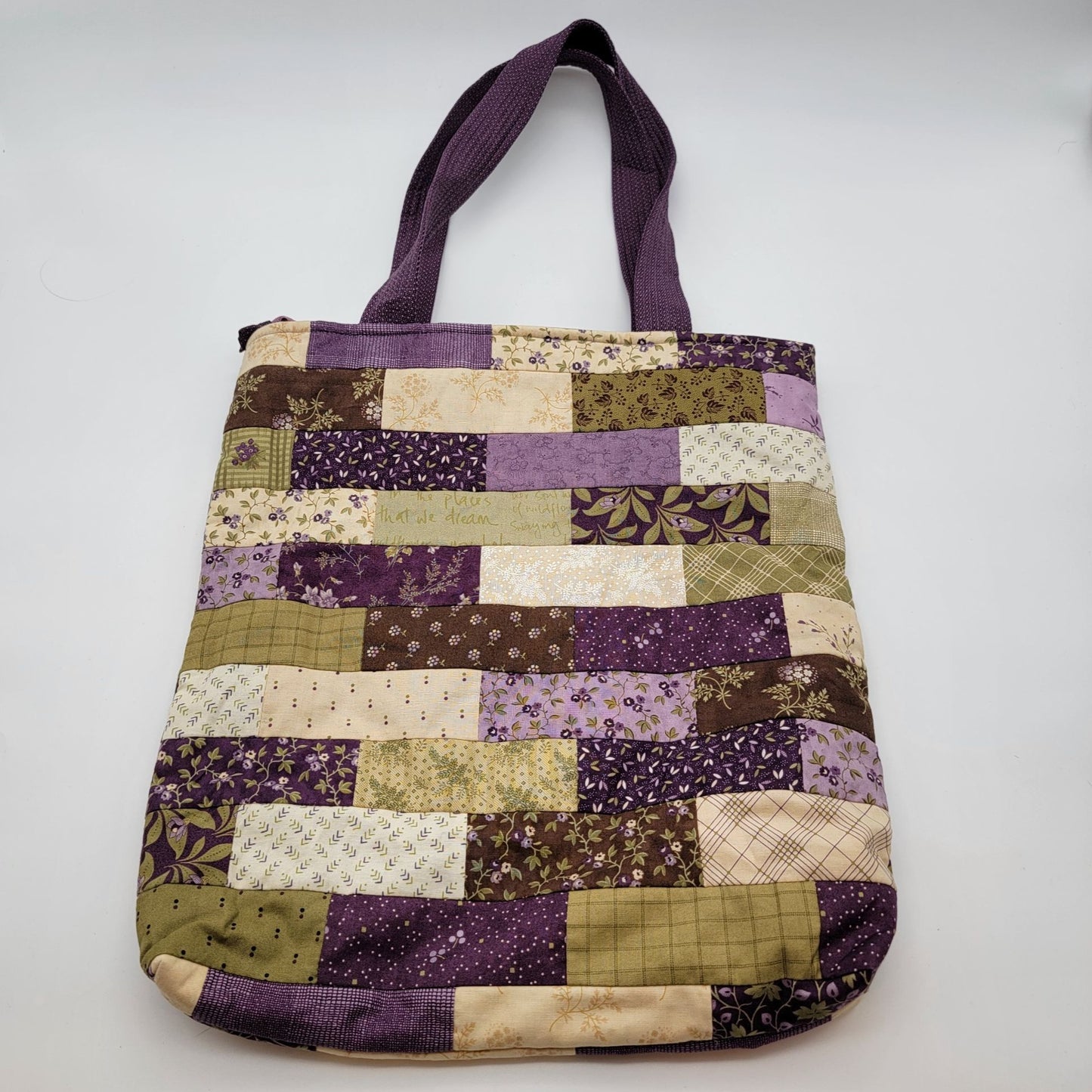 Vintage Quilted Patchwork Tote Handbag Purse Purple