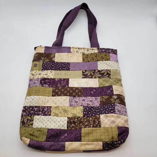 Vintage Quilted Patchwork Tote Handbag Purse Purple