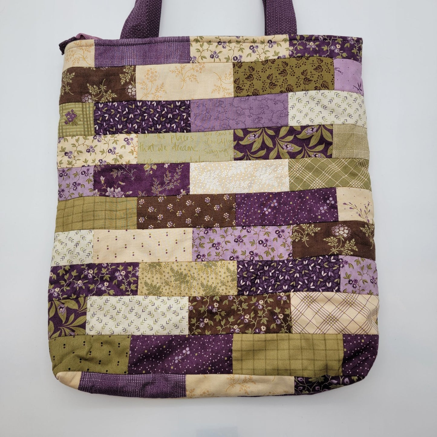 Vintage Quilted Patchwork Tote Handbag Purse Purple