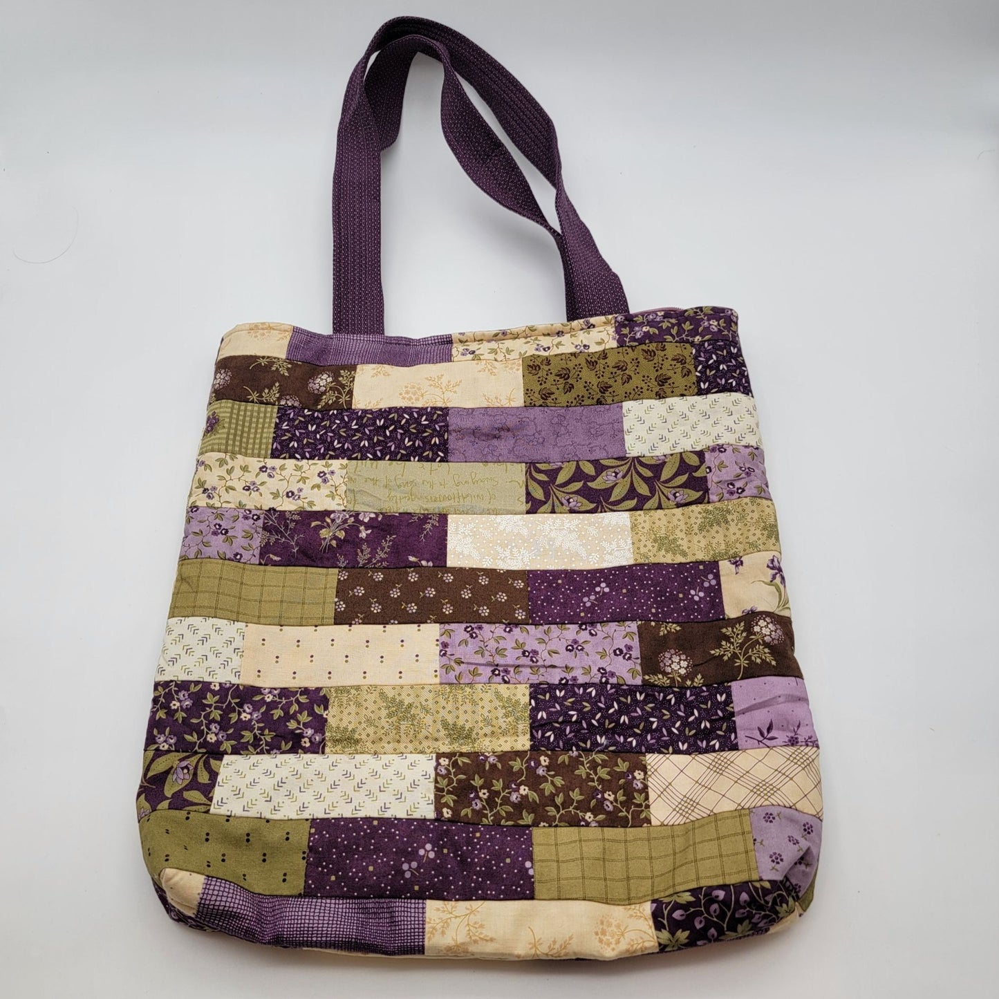Vintage Quilted Patchwork Tote Handbag Purse Purple