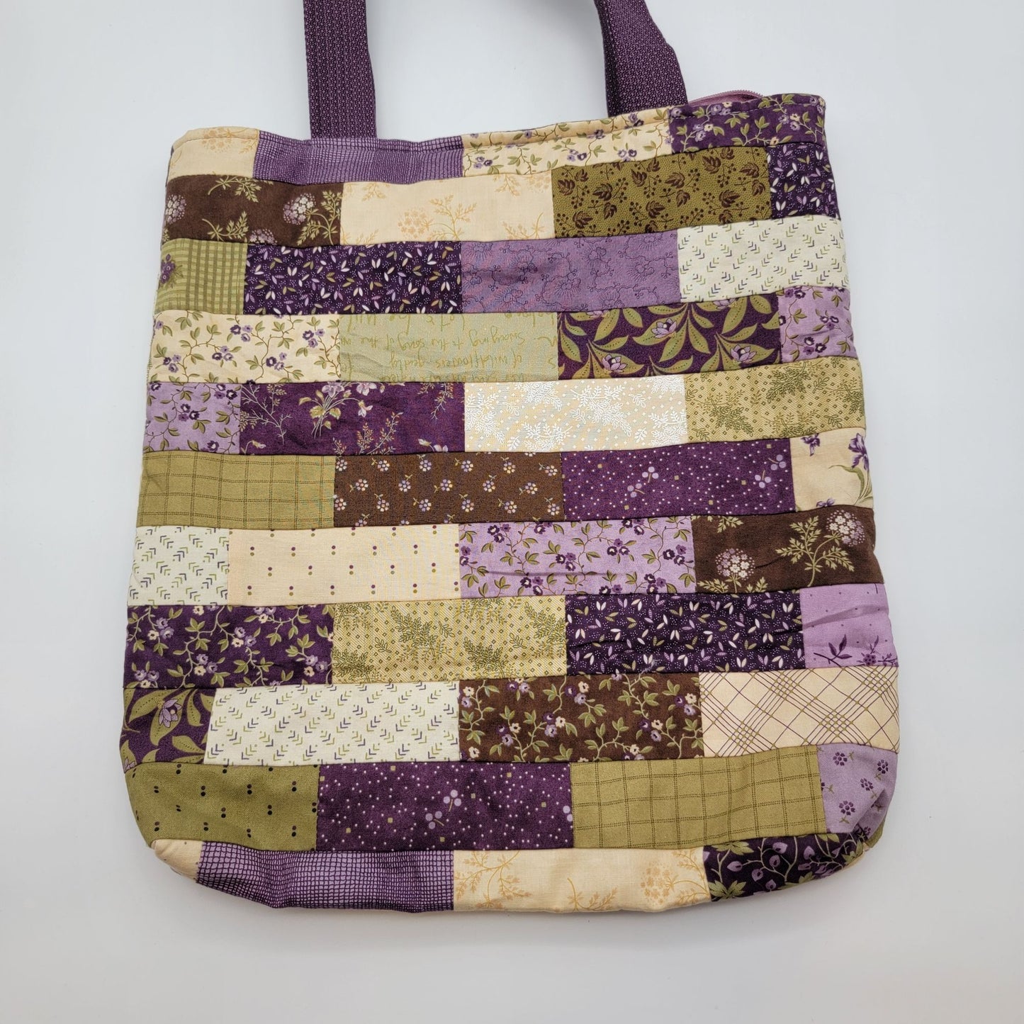 Vintage Quilted Patchwork Tote Handbag Purse Purple
