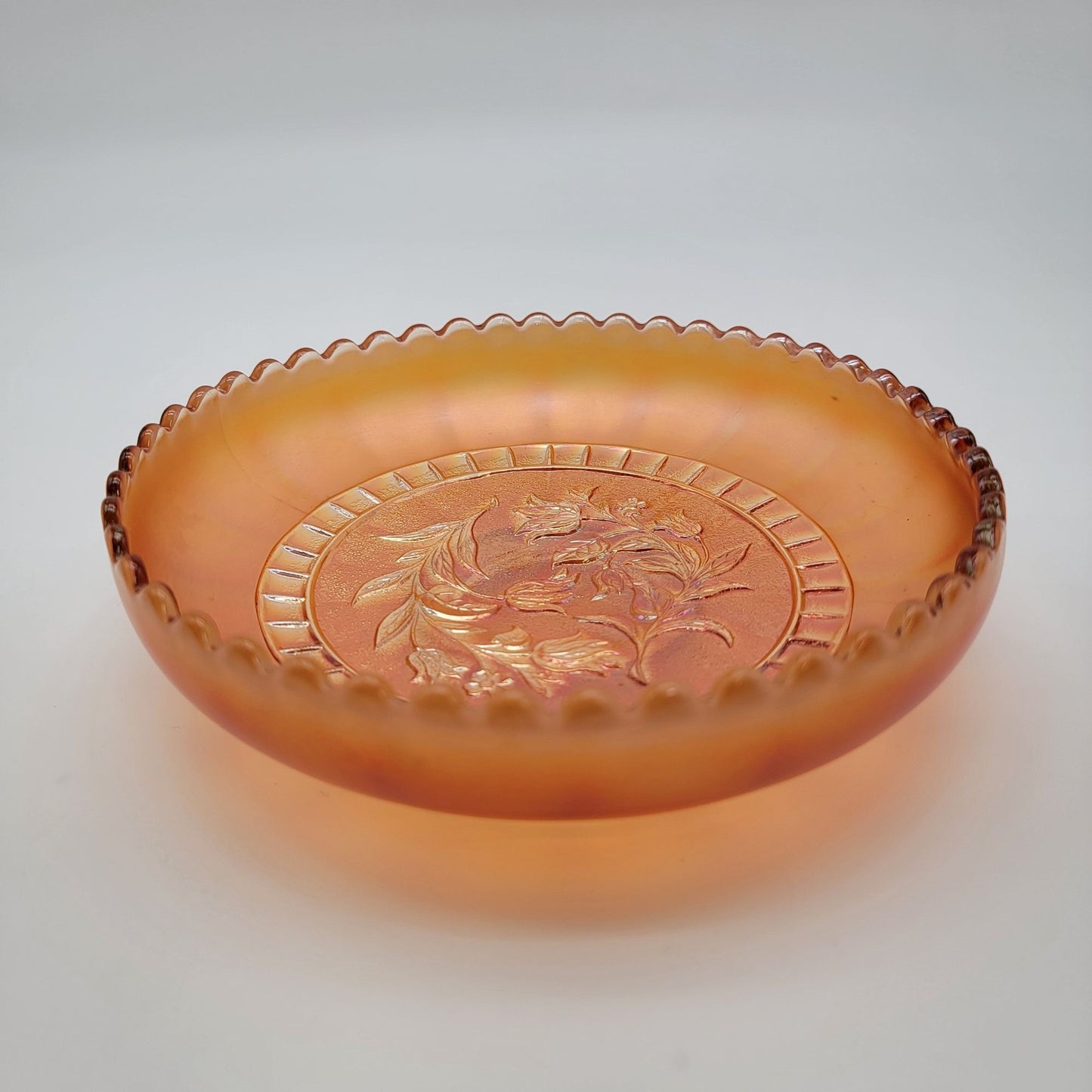 Antique Dugan Carnival Glass Windflower Wildflower Marigold Bowl