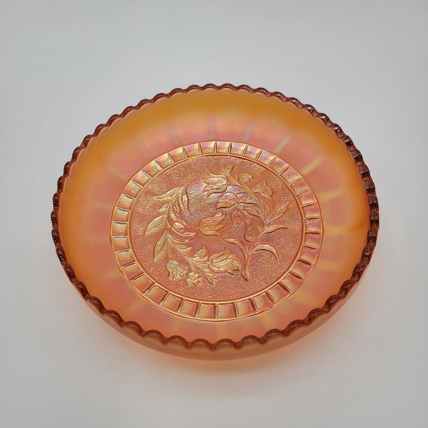 Antique Dugan Carnival Glass Windflower Wildflower Marigold Bowl