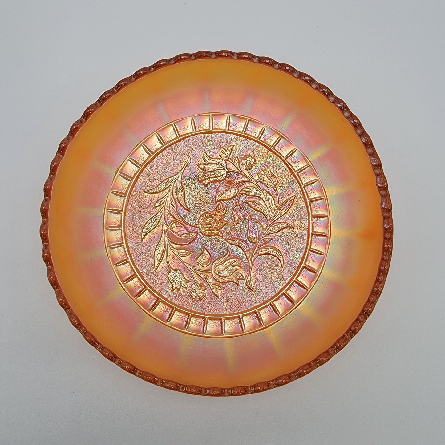 Antique Dugan Carnival Glass Windflower Wildflower Marigold Bowl