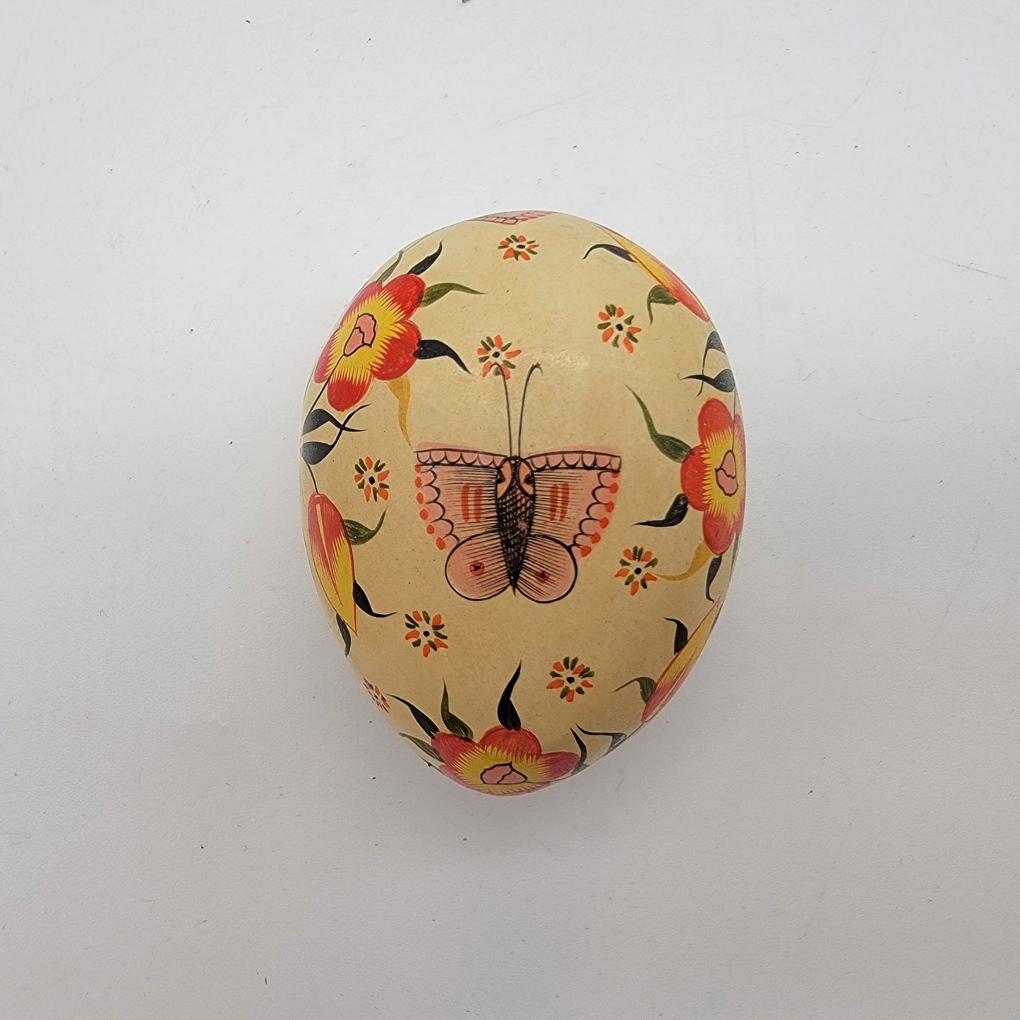 Kashmir Hand Painted Butterfly Lacquered Egg Trinket Box