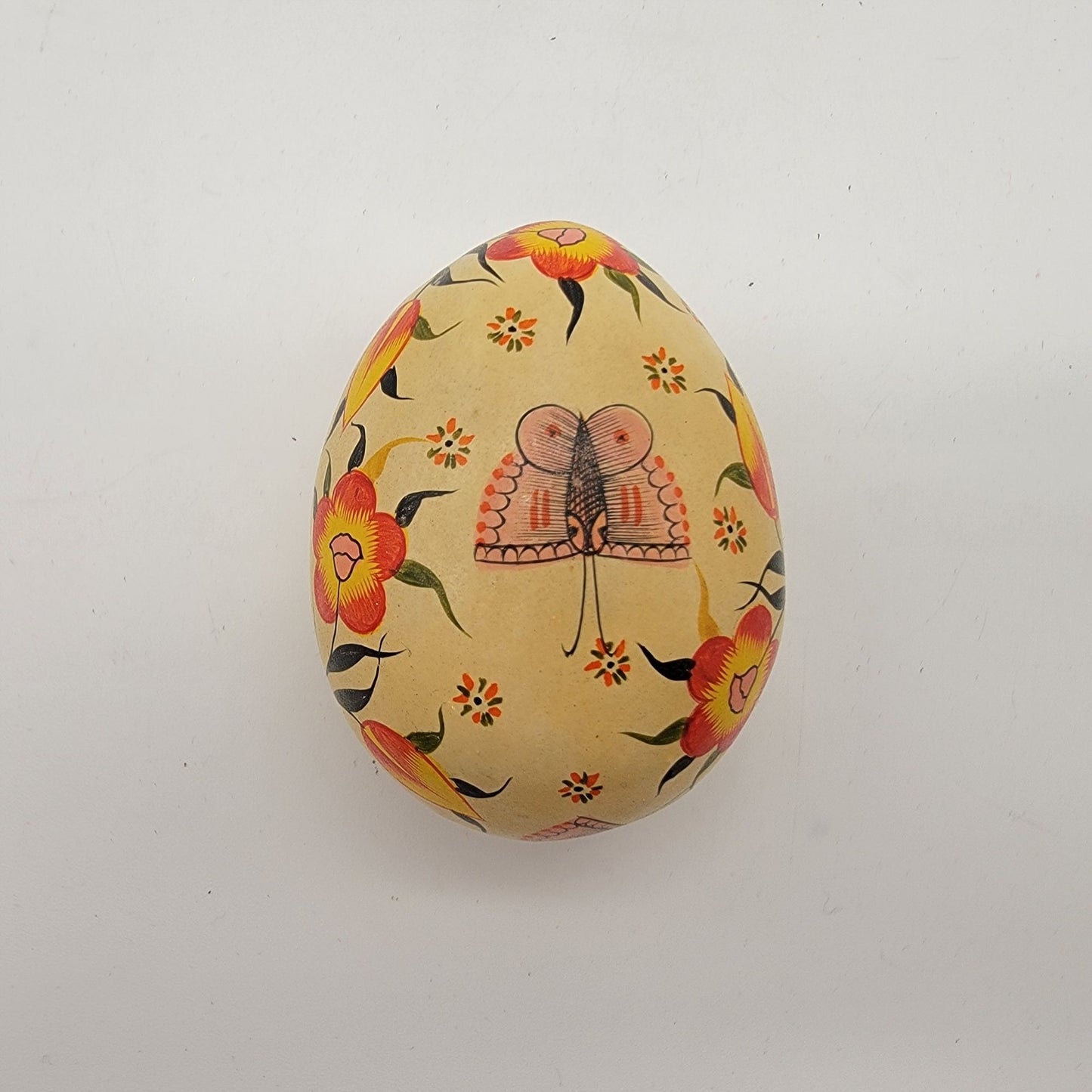 Kashmir Hand Painted Butterfly Lacquered Egg Trinket Box
