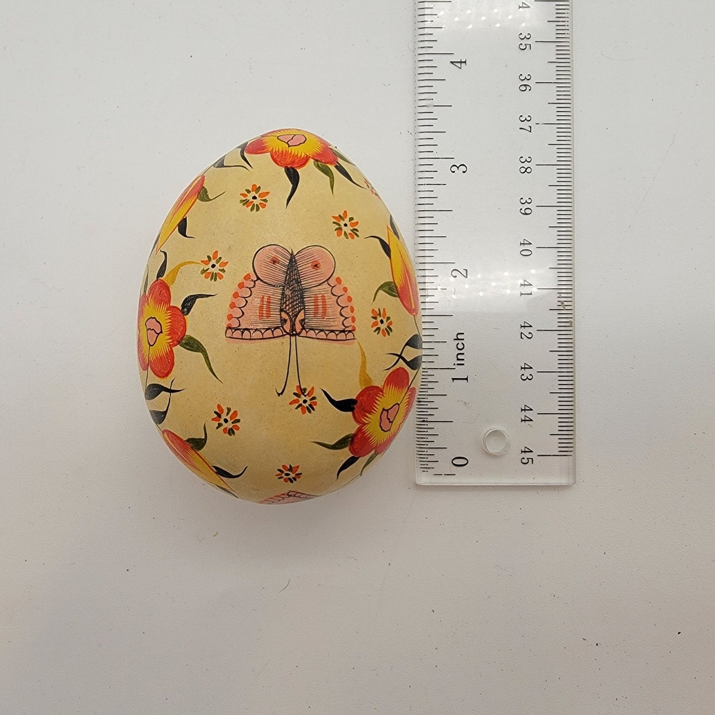 Kashmir Hand Painted Butterfly Lacquered Egg Trinket Box