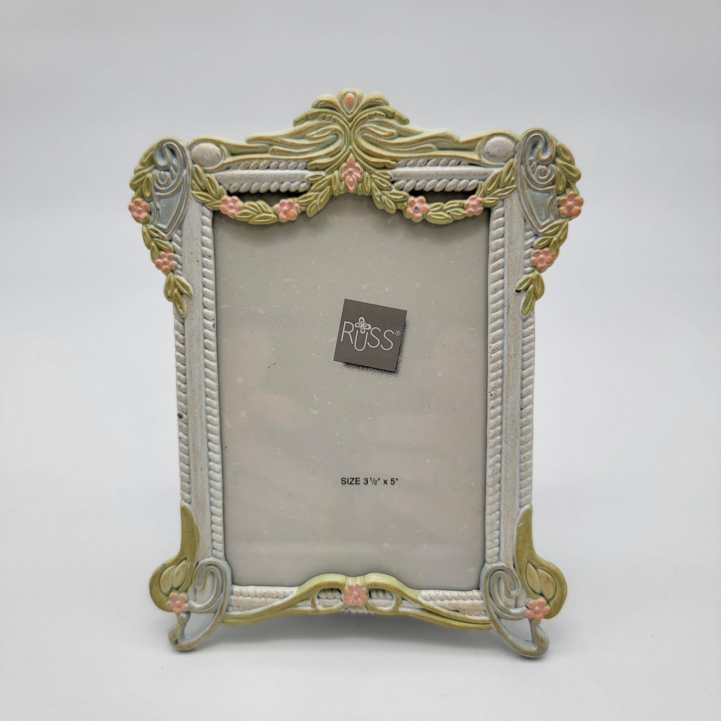 Vintage Russ Berrie & Co. Art Nouveau Floral Garlands Picture Frame 3.5" x 5"