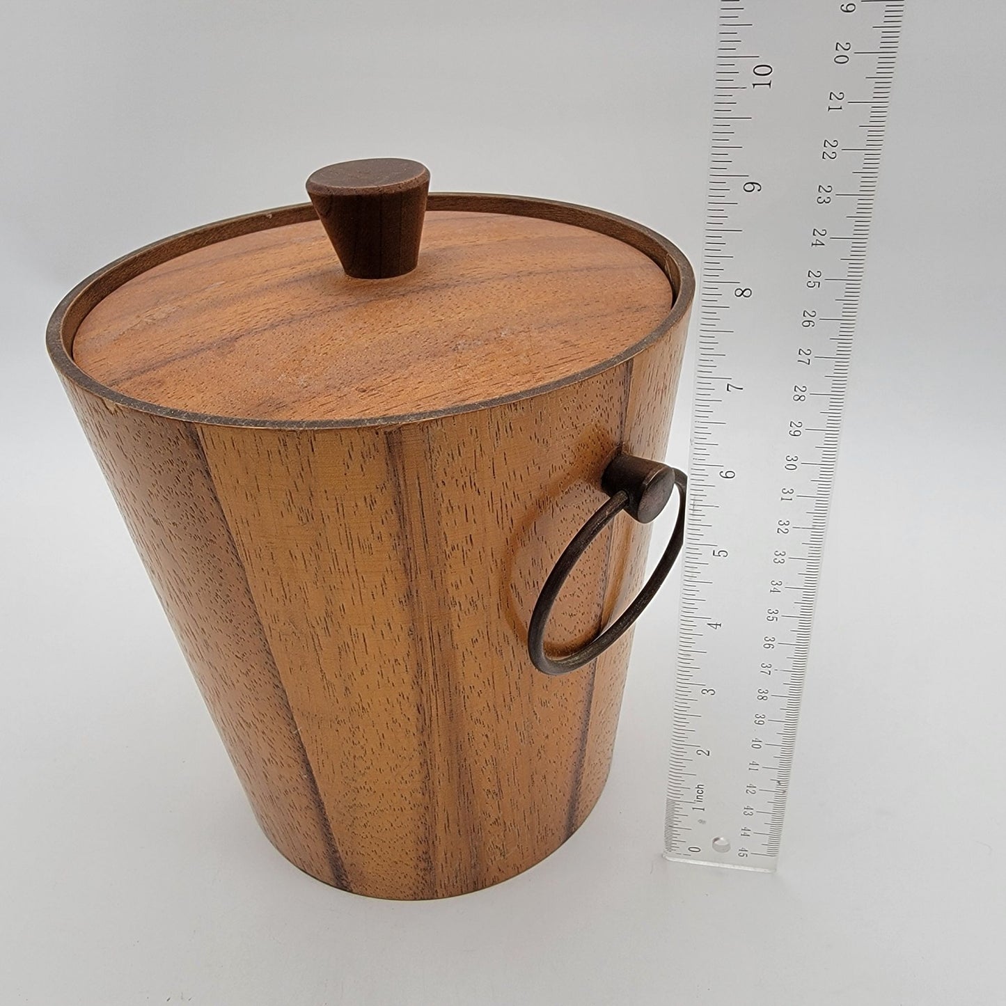 Mid Century Teak Wood Ice Bucket With Matching Tongs