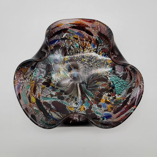 Vintage Tutti Frutti Murano Art Glass Bowl/Ashtray Multicolor Millefiori