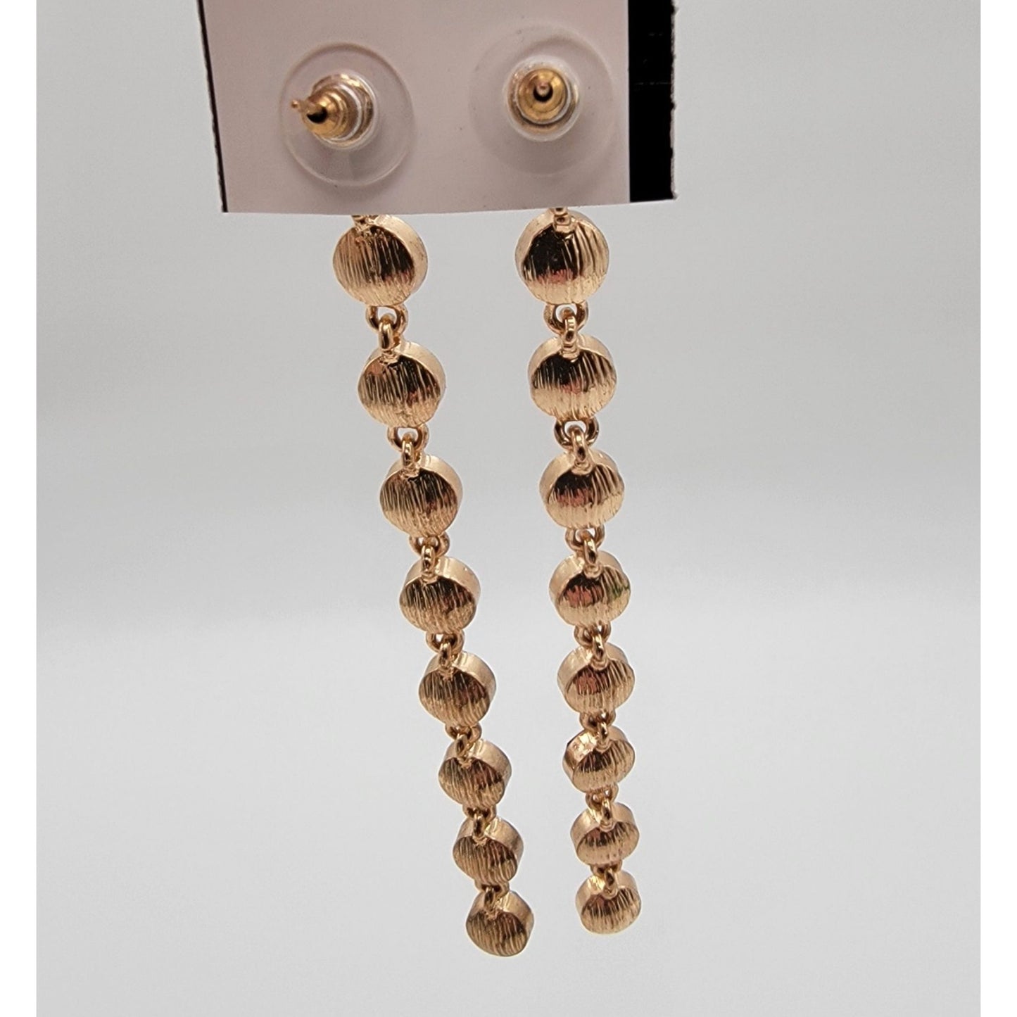 Multi-Colored Rhinestone Bezel-Set Gold-Tone Dangle Shoulder Duster Earrings