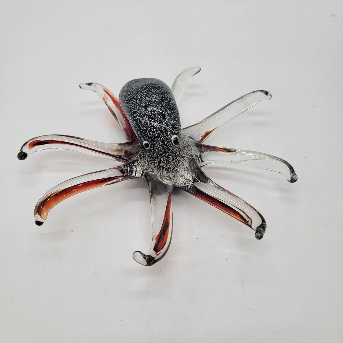 Hand-Blown Octopus Art Glass Figurine Silver Aventurine