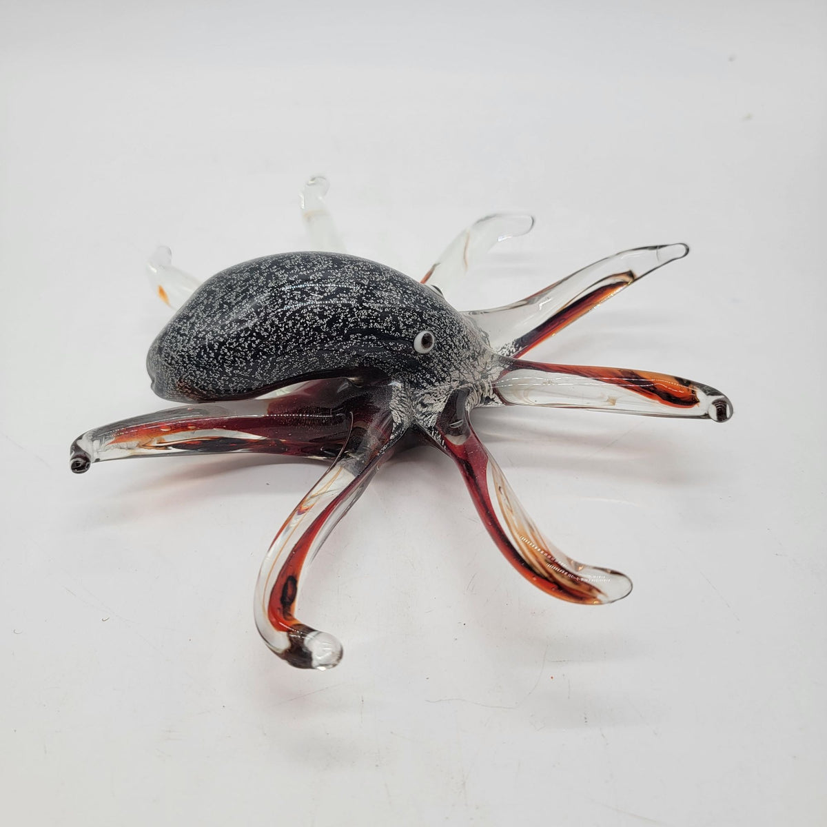 Hand-Blown Octopus Art Glass Figurine Silver Aventurine