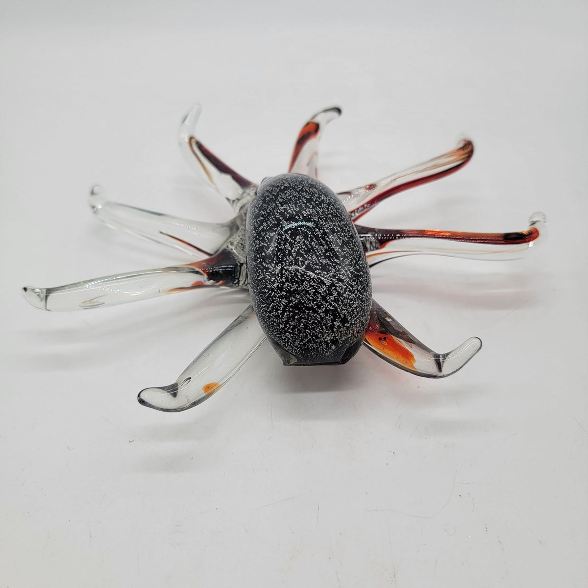 Hand-Blown Octopus Art Glass Figurine Silver Aventurine
