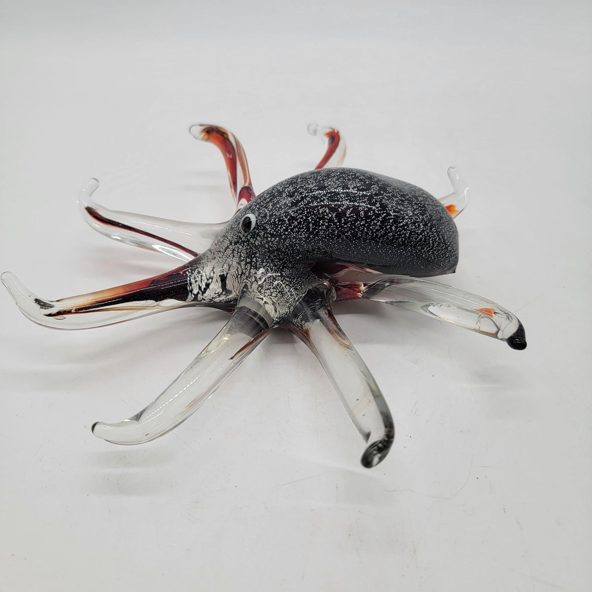 Hand-Blown Octopus Art Glass Figurine Silver Aventurine