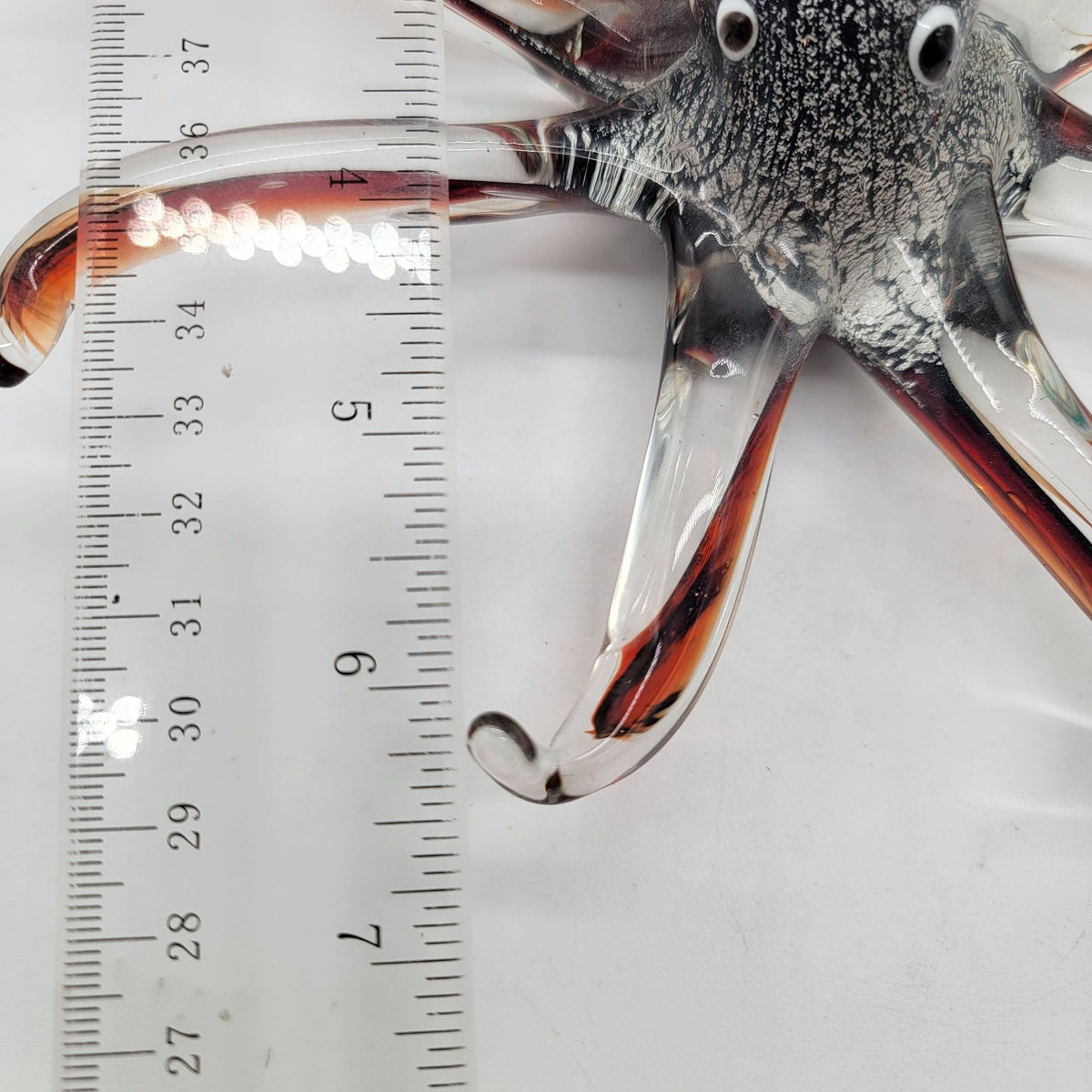 Hand-Blown Octopus Art Glass Figurine Silver Aventurine
