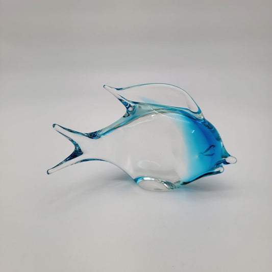Vintage Oggetti Murano Sommerso Blue Glass Fish Sculpture