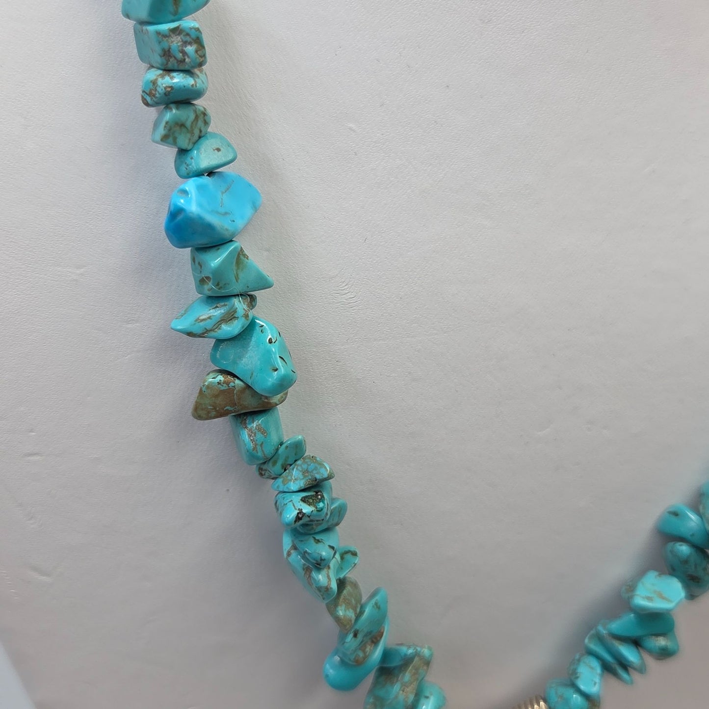 Penobscot Nation Native American 925 Elephant Pendant Turquoise Stone Chip Necklace 21.5"