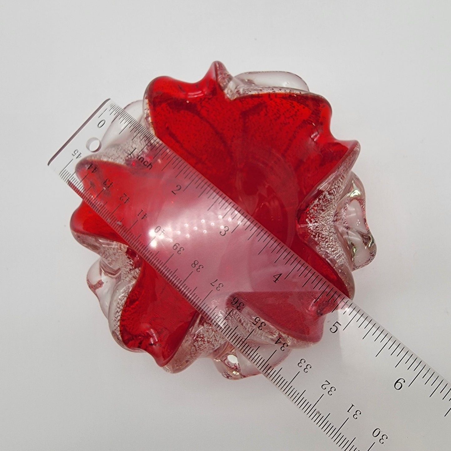 Vintage Ercole Barovier Murano Art Glass Ashtray Red & Silver Aventurine