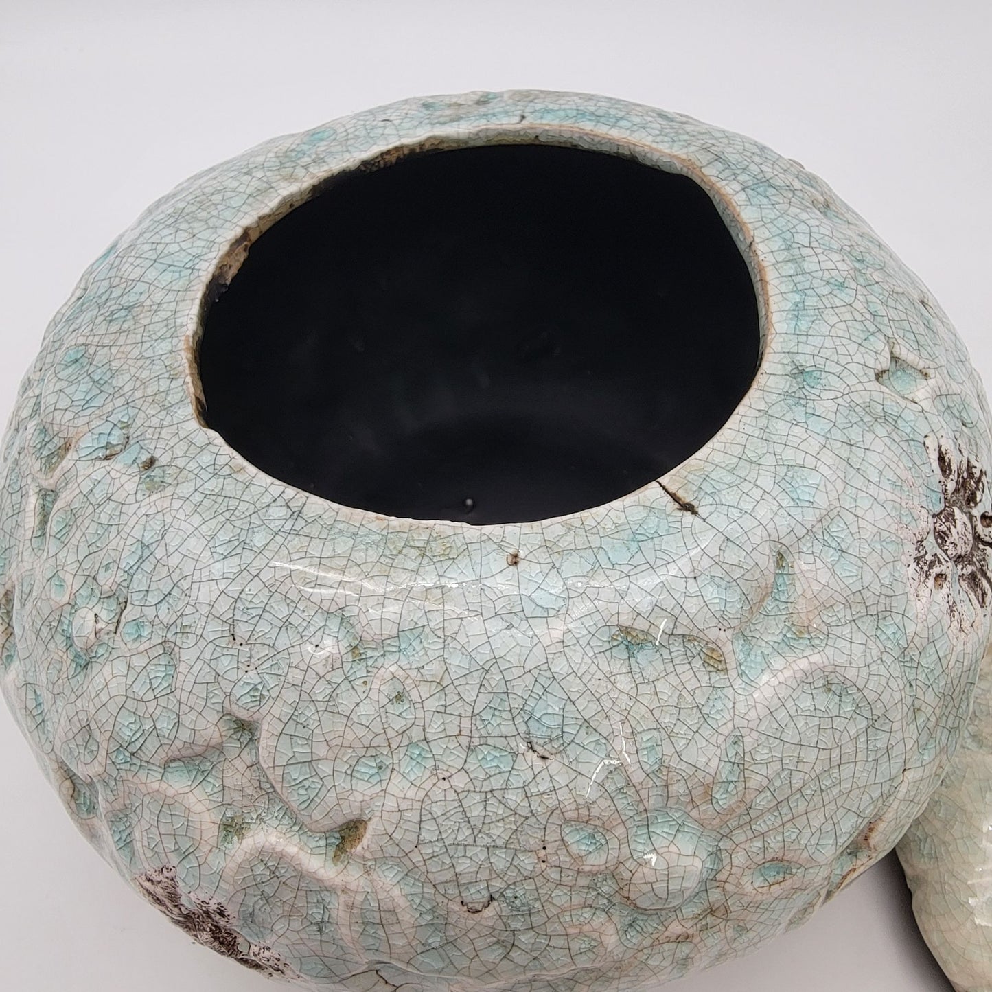 Earthenware Lidded Jar With Floral Design
