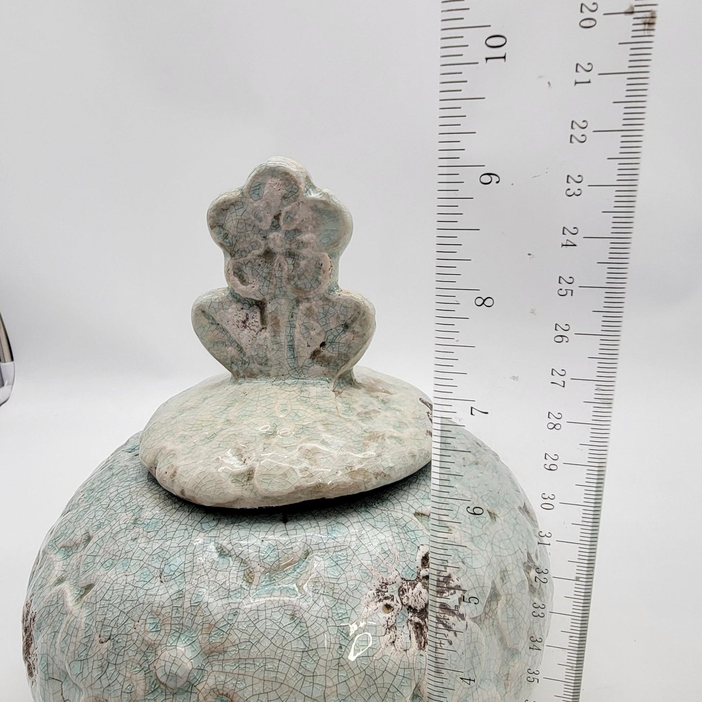 Earthenware Lidded Jar With Floral Design