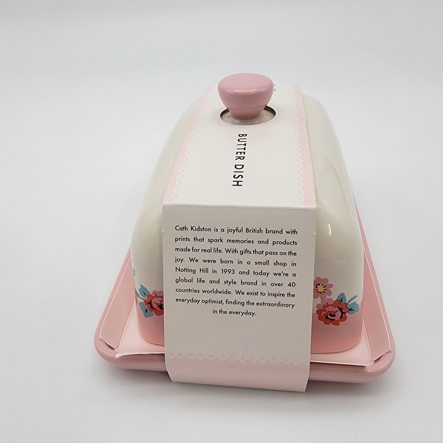 Cath Kidston Pink Roses Butter Dish NEW