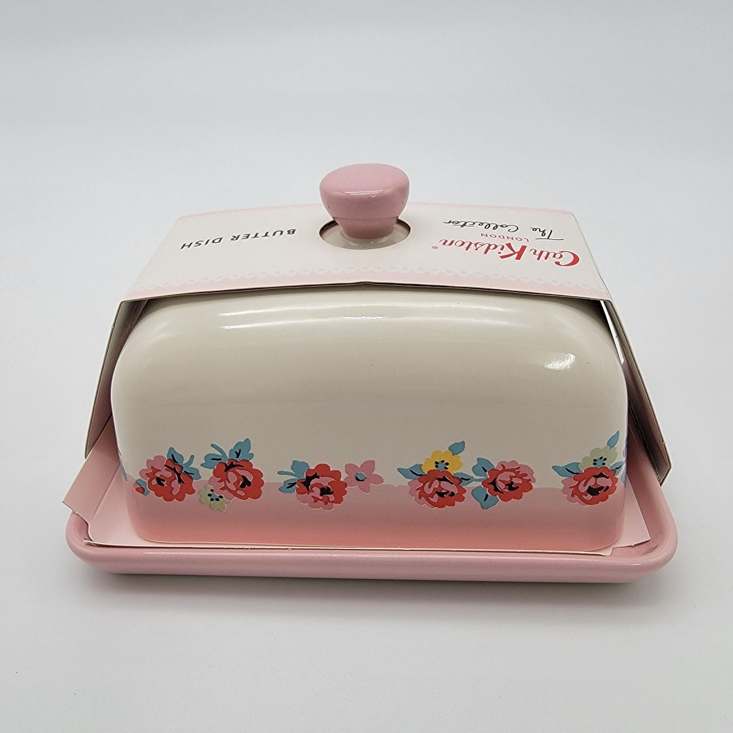 Cath Kidston Pink Roses Butter Dish NEW