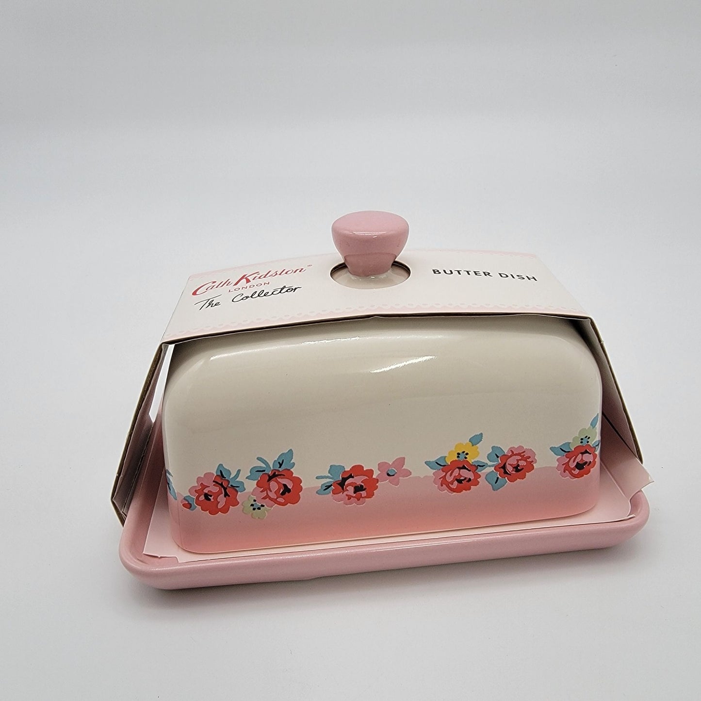 Cath Kidston Pink Roses Butter Dish NEW