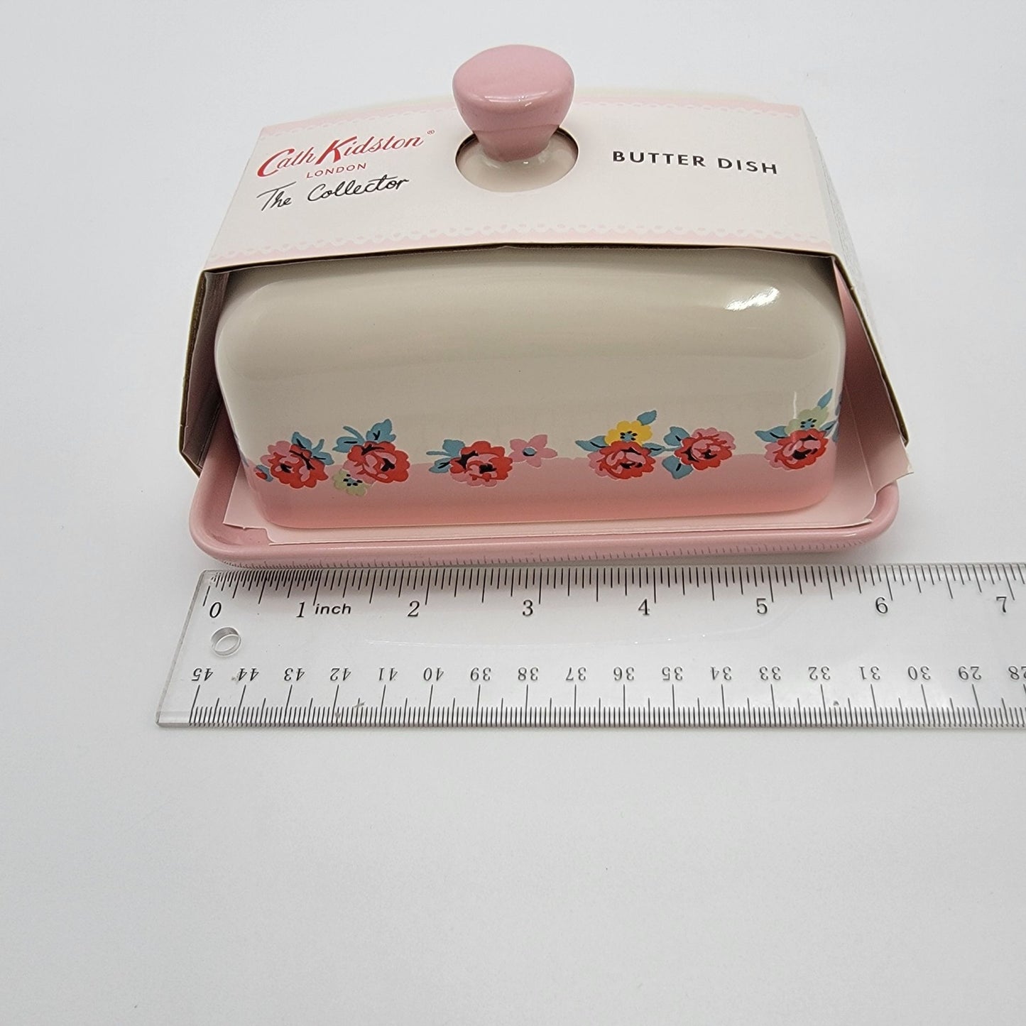 Cath Kidston Pink Roses Butter Dish NEW