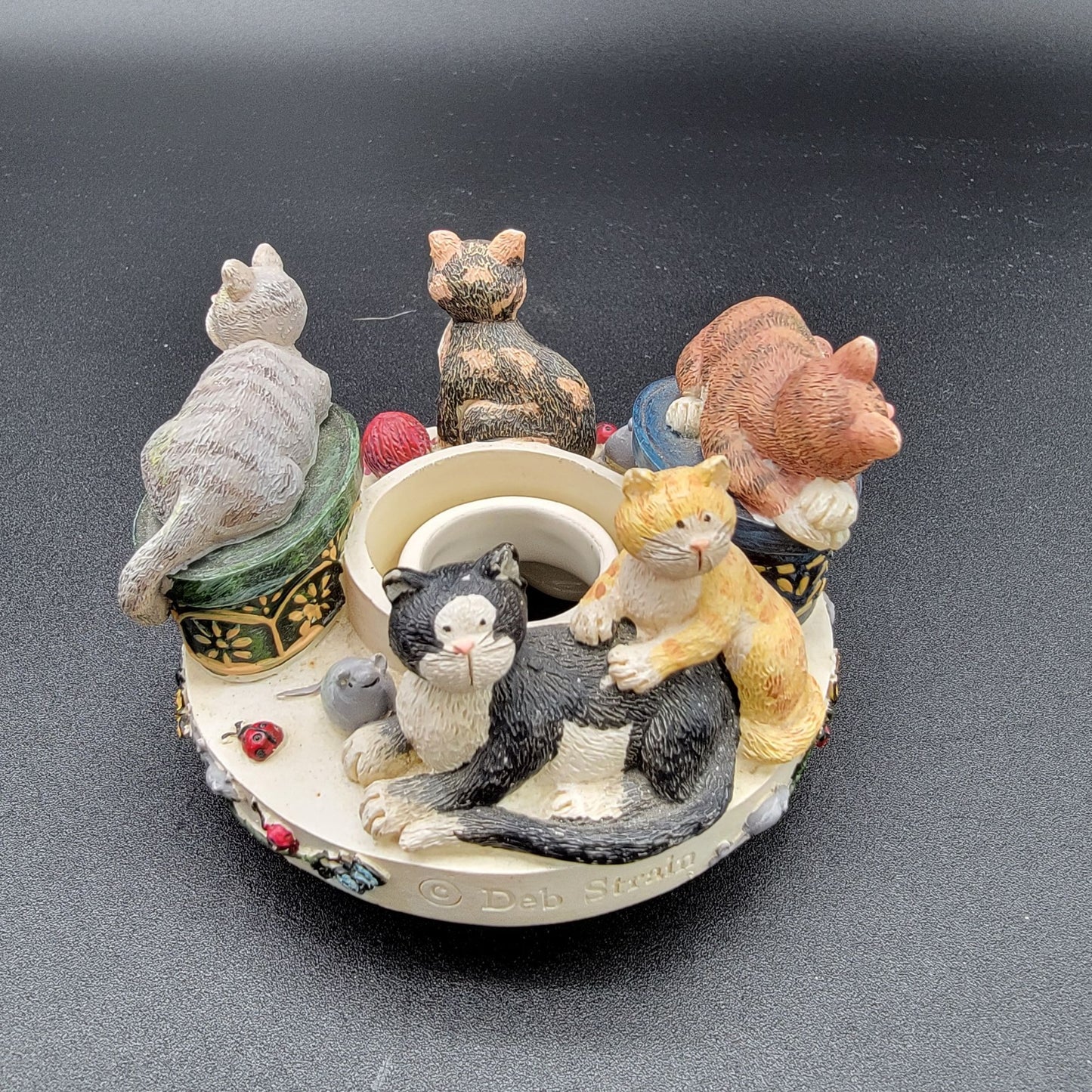 Vintage Deb Strain Candle Capper Cats  Jar Topper