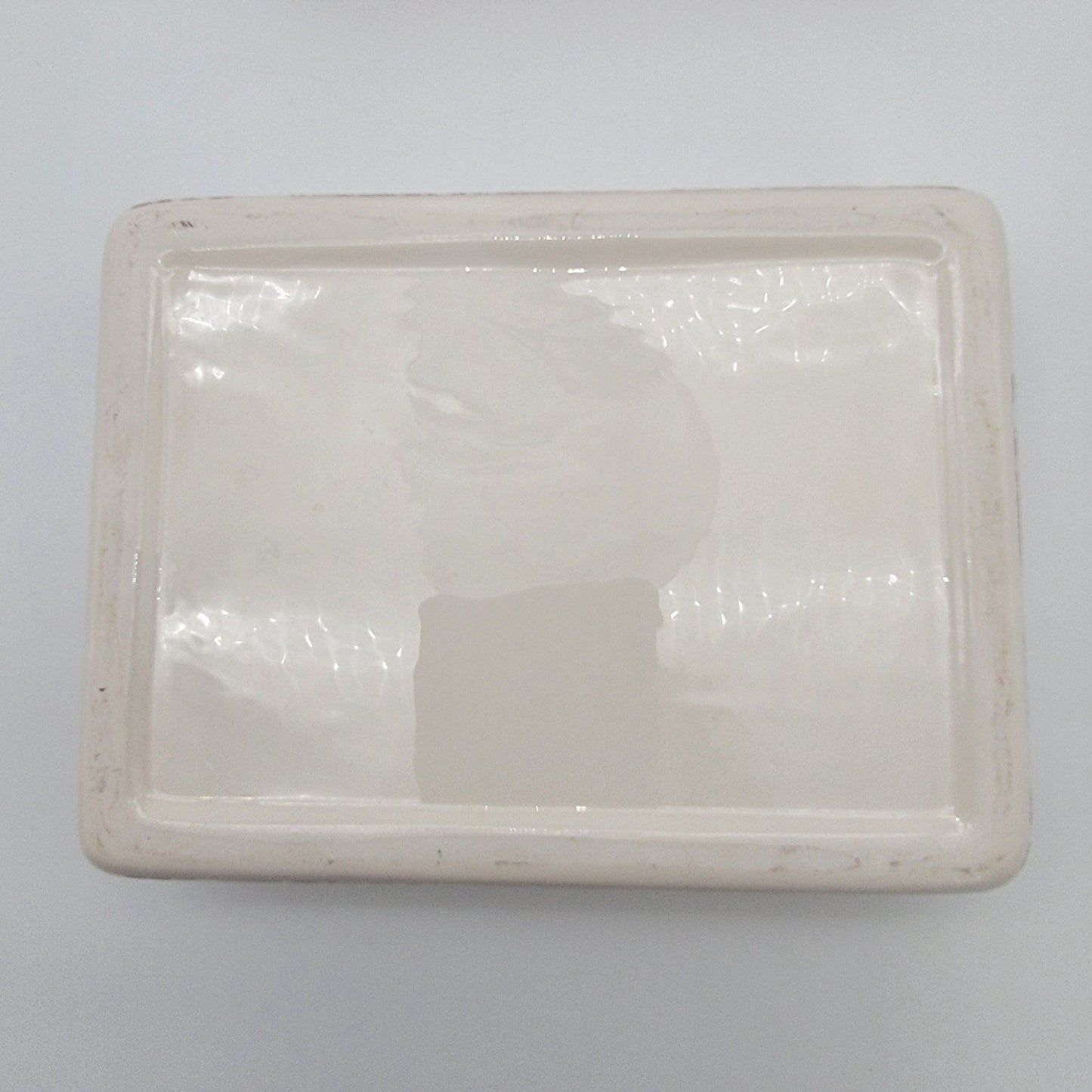 Vintage Red Roses Toile de Jouy Transferware Porcelain Rectangular Dresser Box