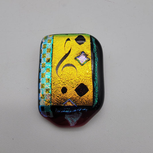 Dichroic Fused Art Glass Brooch Musical Themed
