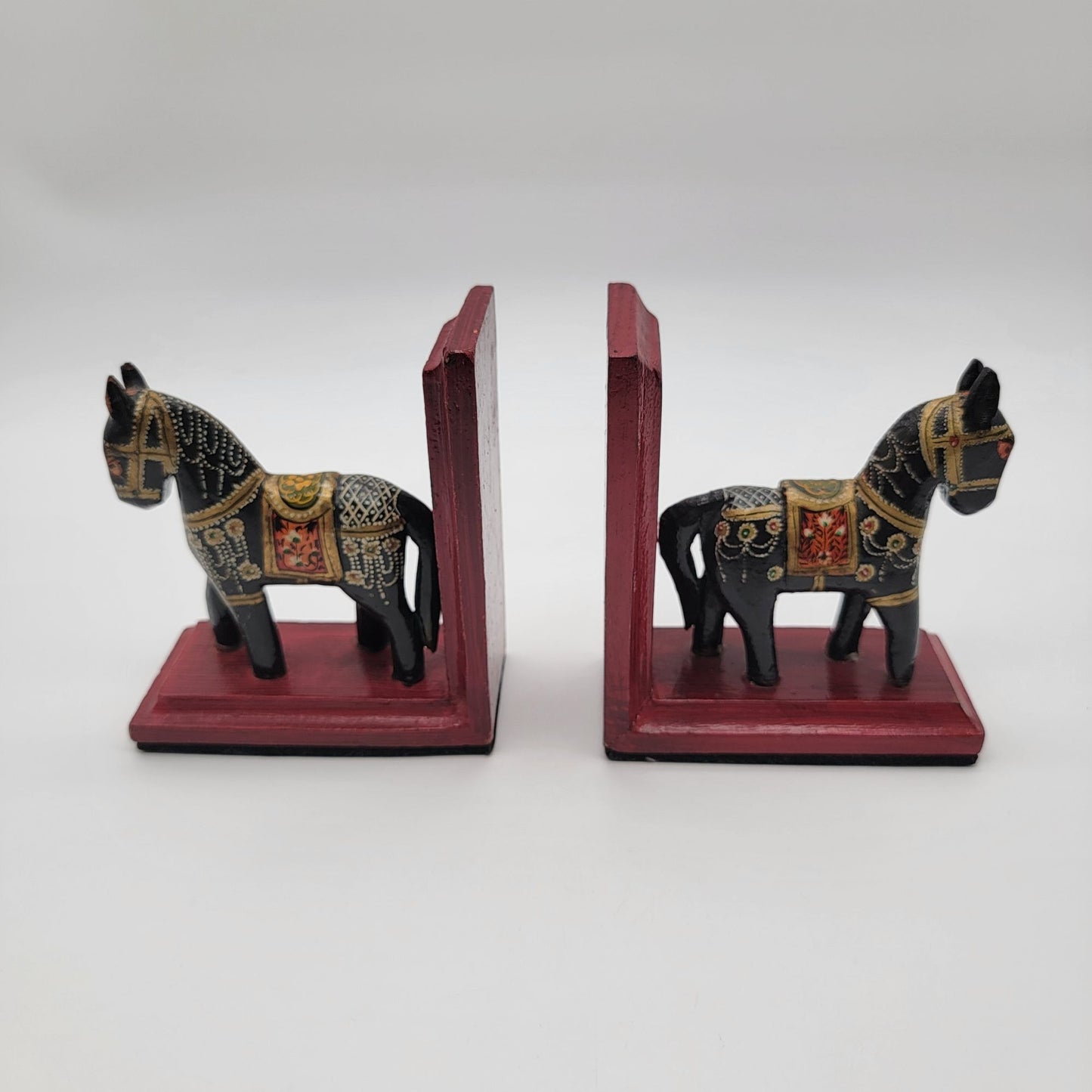 Hand-Painted Wooden Dala Horse Bookends
