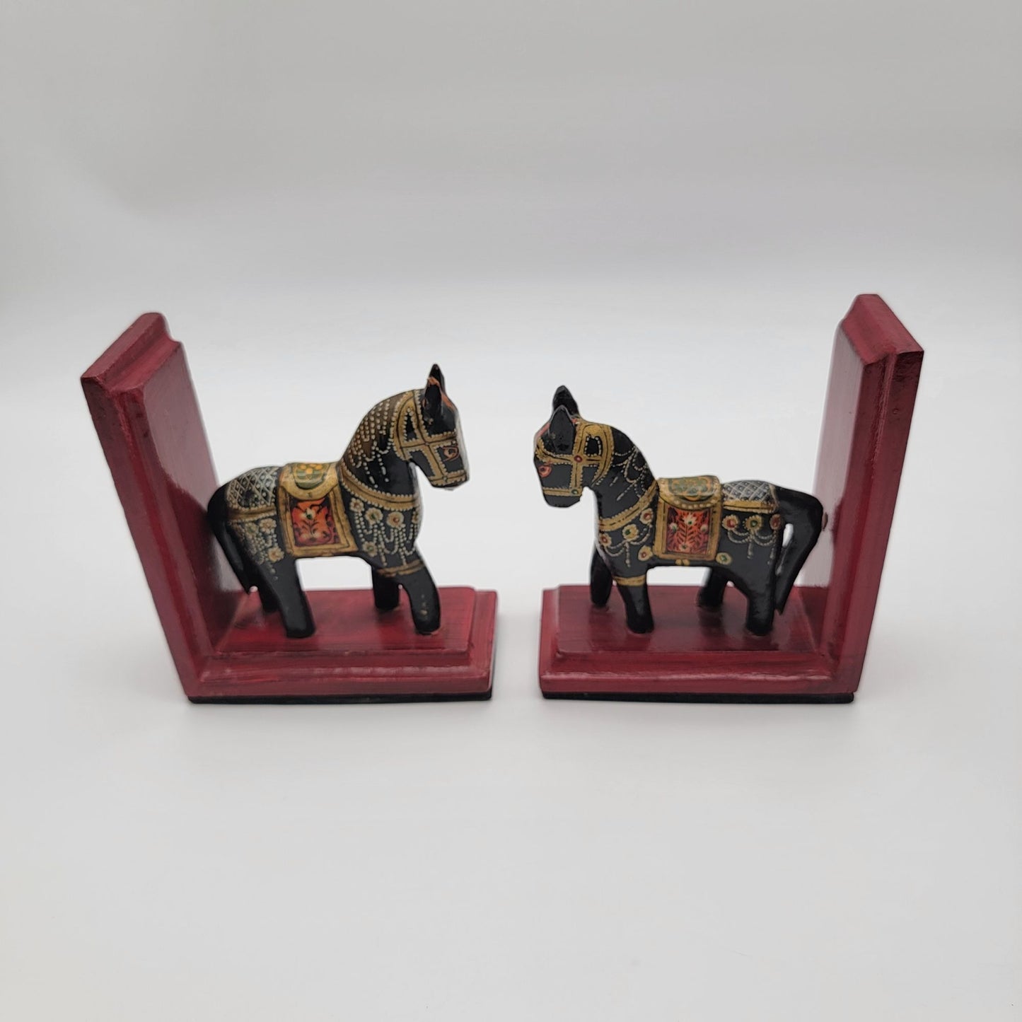 Hand-Painted Wooden Dala Horse Bookends