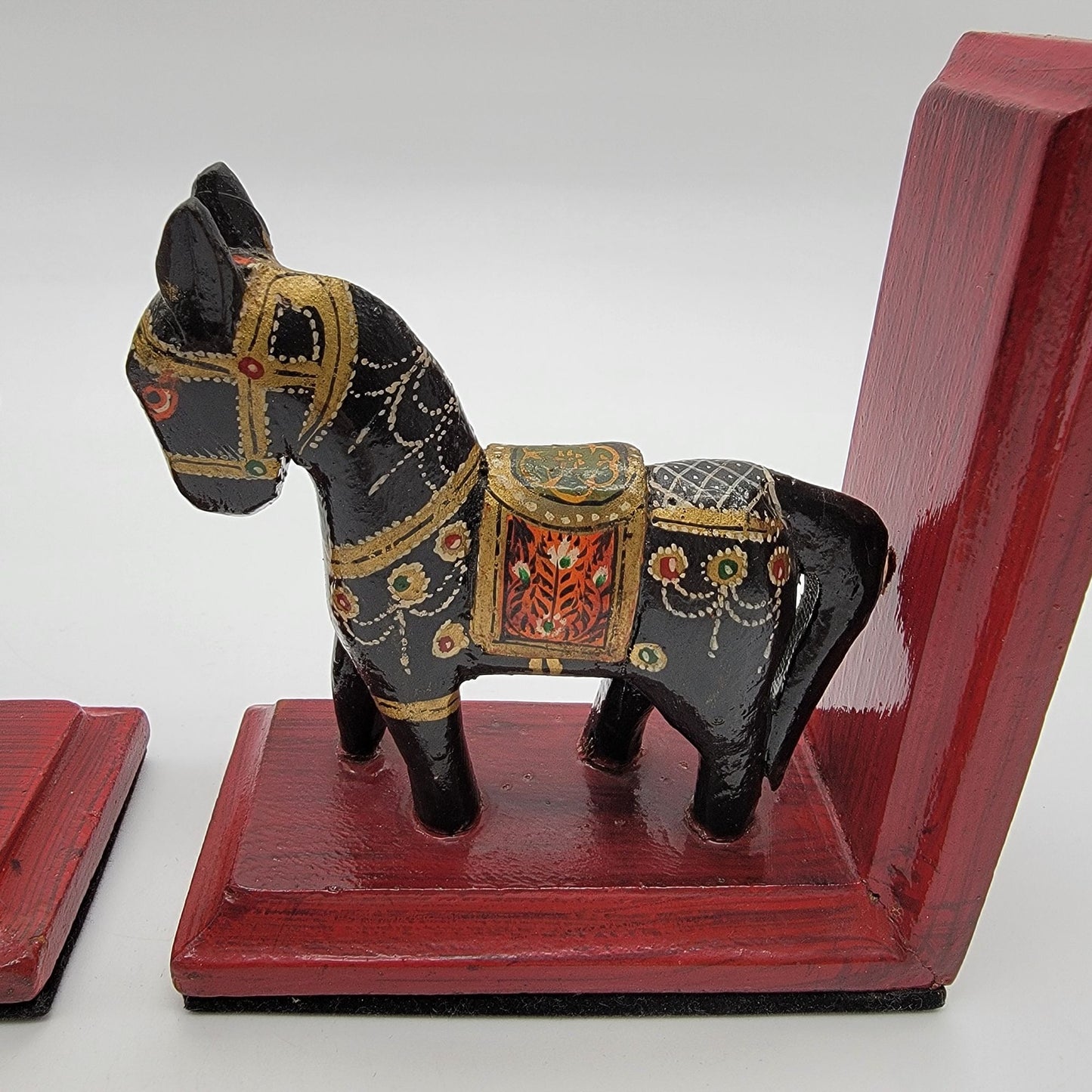 Hand-Painted Wooden Dala Horse Bookends
