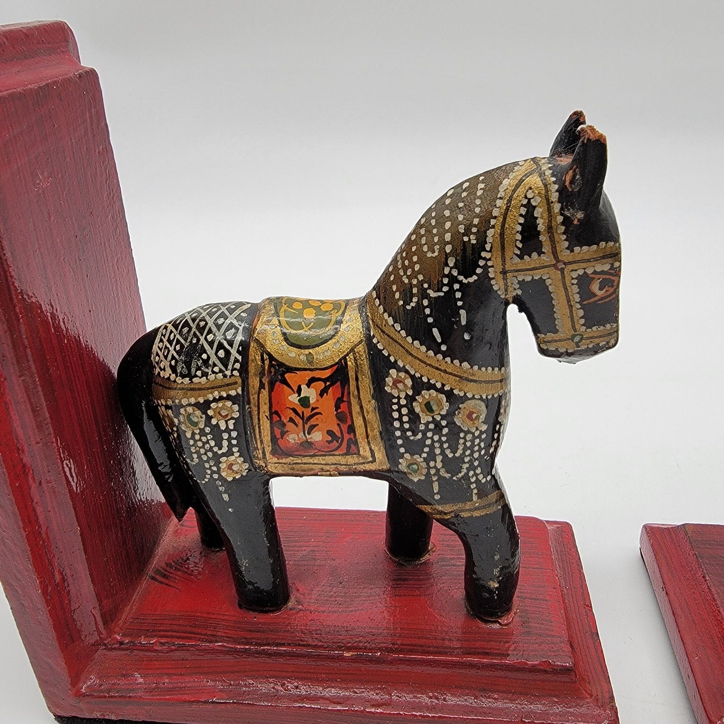 Hand-Painted Wooden Dala Horse Bookends