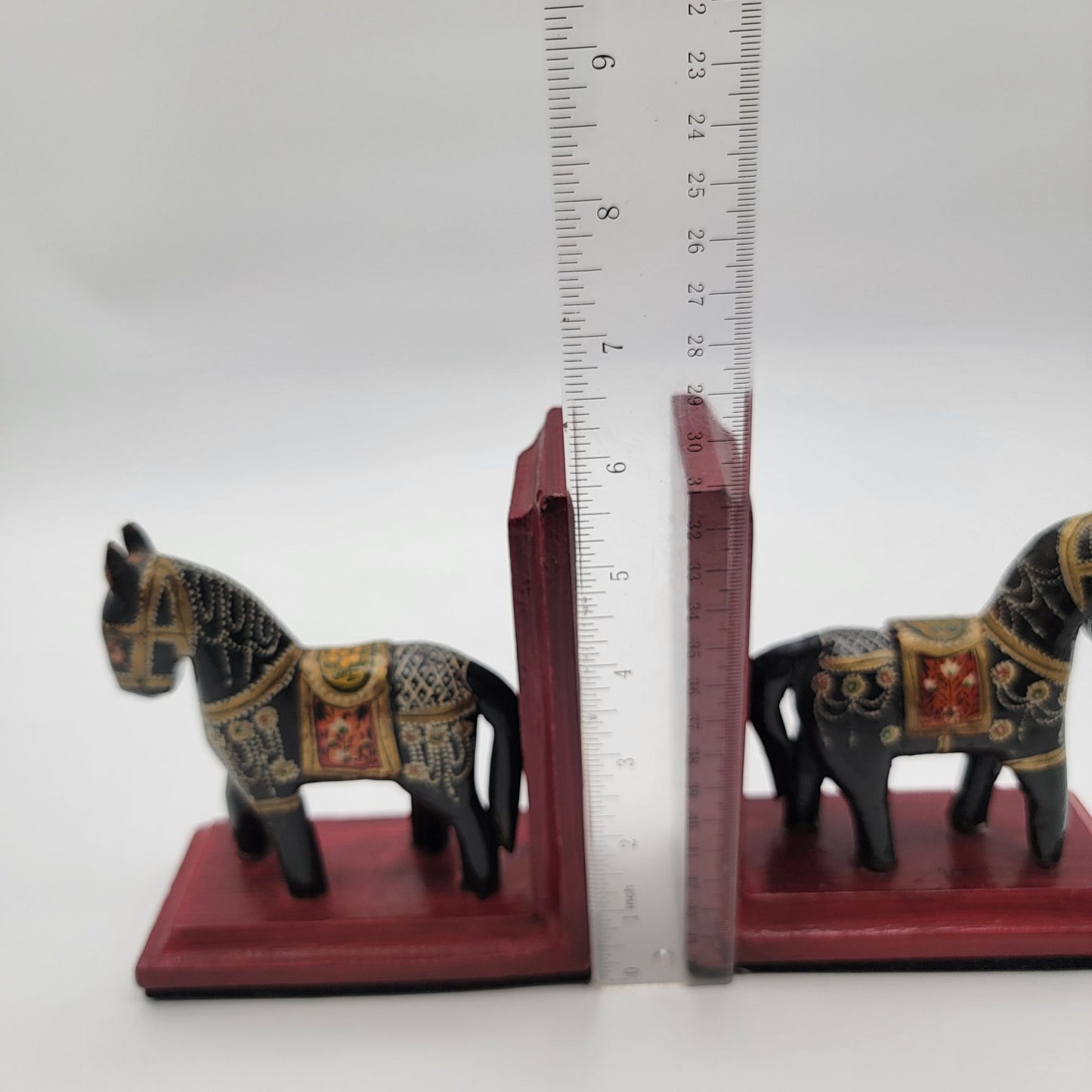 Hand-Painted Wooden Dala Horse Bookends