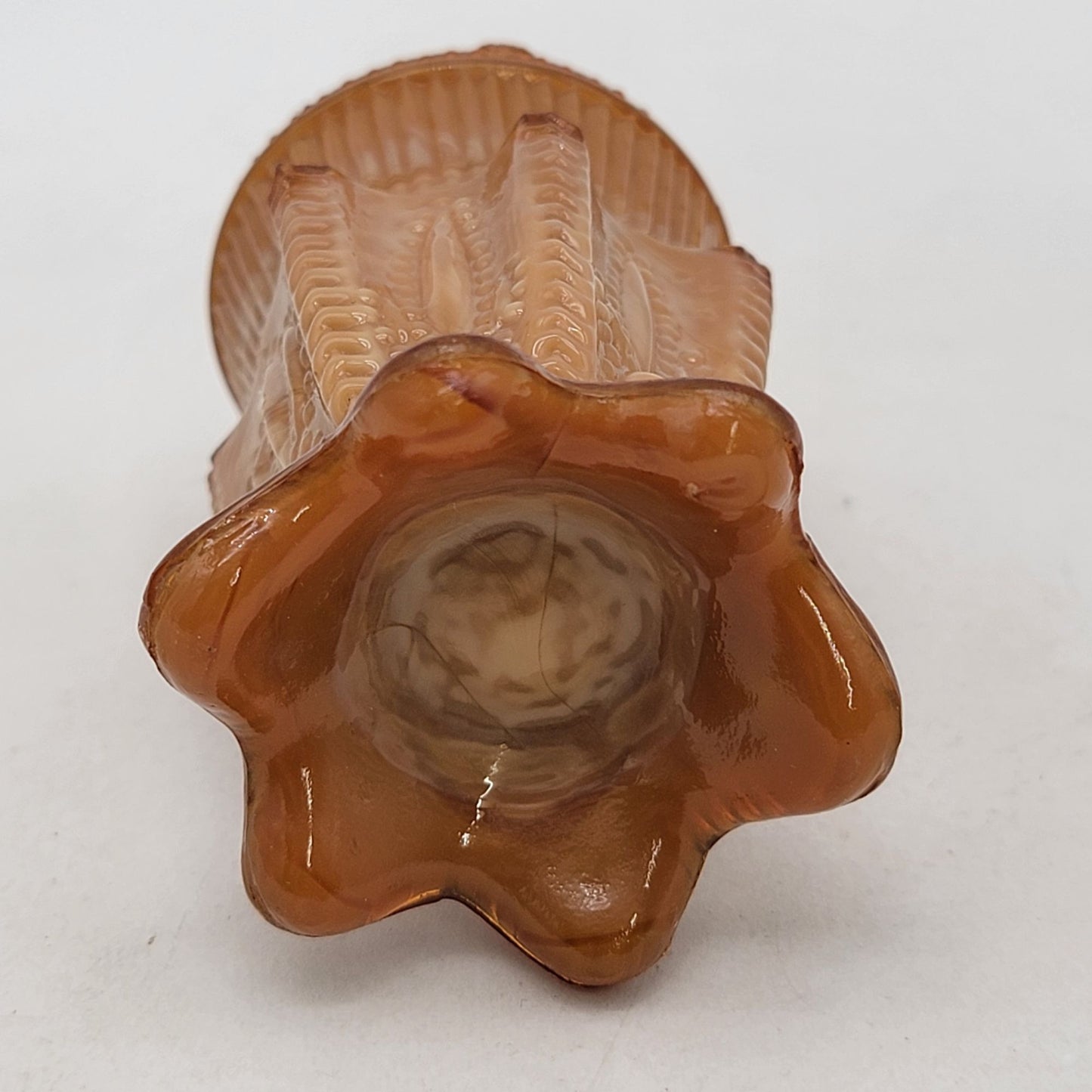 Greentown Chocolate Slag Glass Toothpick Holder Cactus Pattern