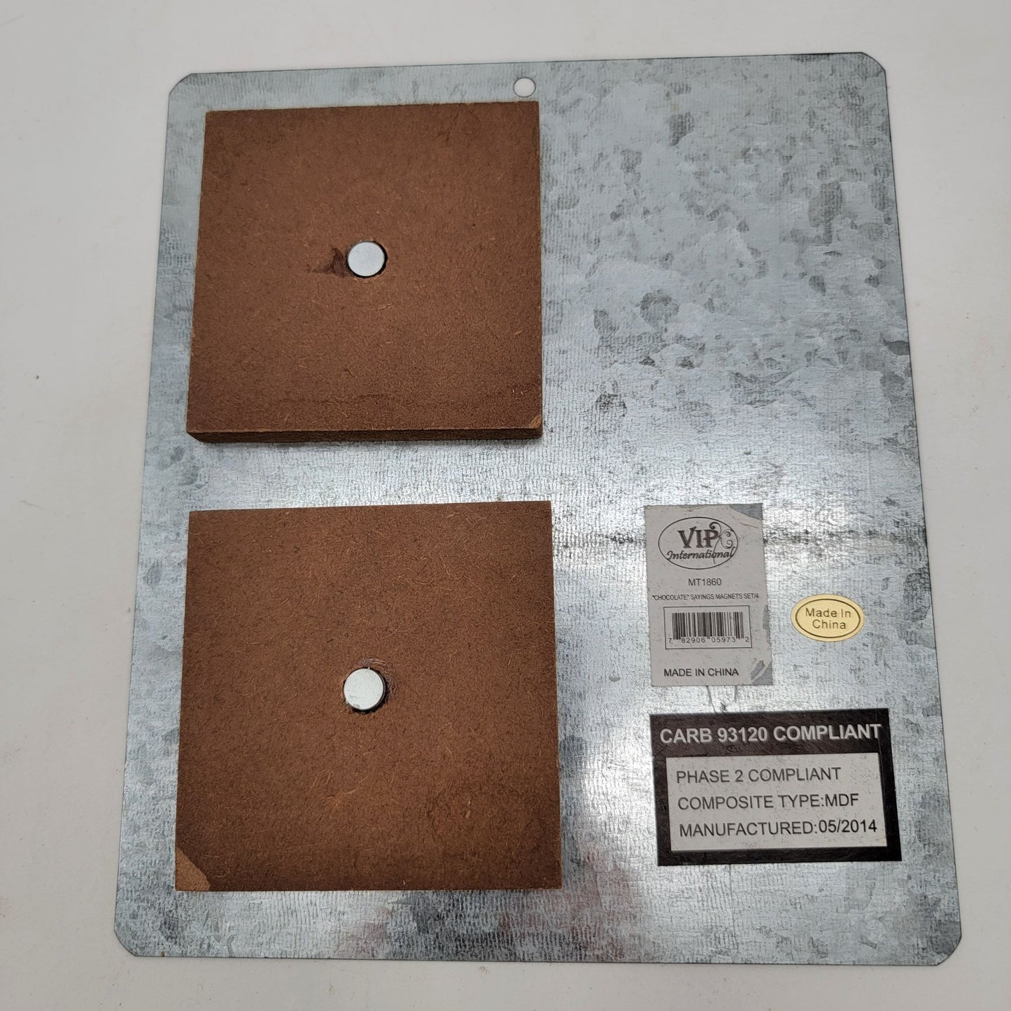 Magnetic Board With Set Of Two Chocolate-Themed Square Magnets